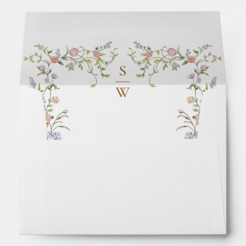 Ornate Grace Pastel Blush Floral Wedding Invite Envelope