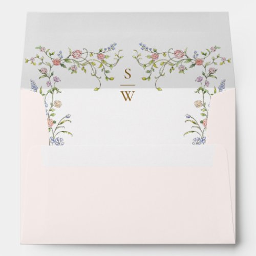 Ornate Grace Pastel Blush Floral Wedding Invite Envelope