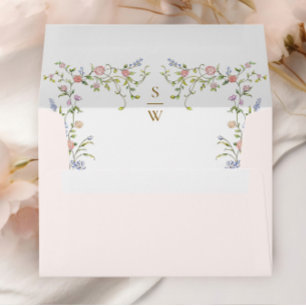 Ornate Grace Pastel Blush Floral Wedding Invite Envelope