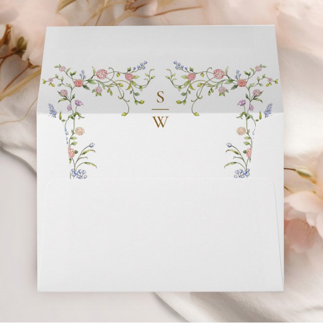 Ornate Grace Pastel Blush Floral Wedding Invite Envelope (Creator Uploaded)