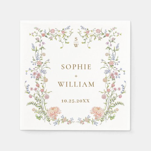 Ornate Grace Pastel Blush Floral Wedding Napkins