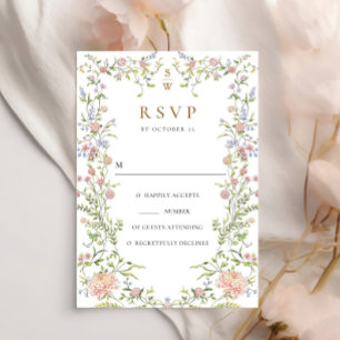 Ornate Grace Pastel Blush Floral Wedding RSVP Card