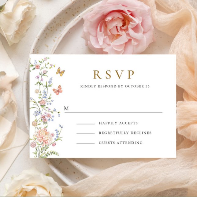 Ornate Grace Pastel Blush Floral Wedding RSVP Card (Creator Uploaded)