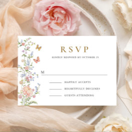 Ornate Grace Pastel Blush Floral Wedding RSVP Card