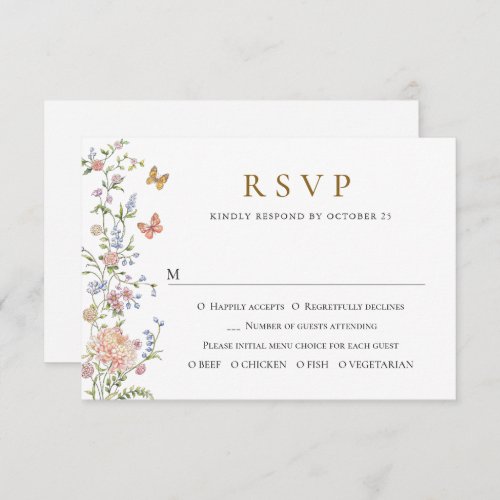 Ornate Grace Pastel Blush Floral Wedding RSVP Card