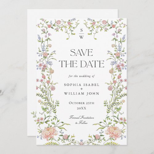Ornate Grace Pastel Blush Floral Wedding Save The Date