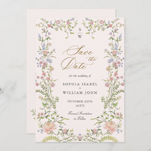 Ornate Grace Pastel Blush Floral Wedding Save The Date