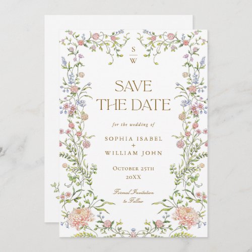 Ornate Grace Pastel Blush Floral Wedding Save The Date