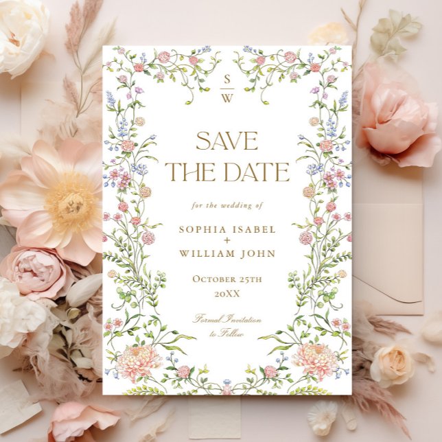 Ornate Grace Pastel Blush Floral Wedding Save The Date (Creator Uploaded)