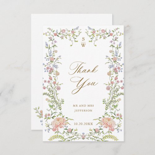 Ornate Grace Pastel Blush Floral Wedding Thank You