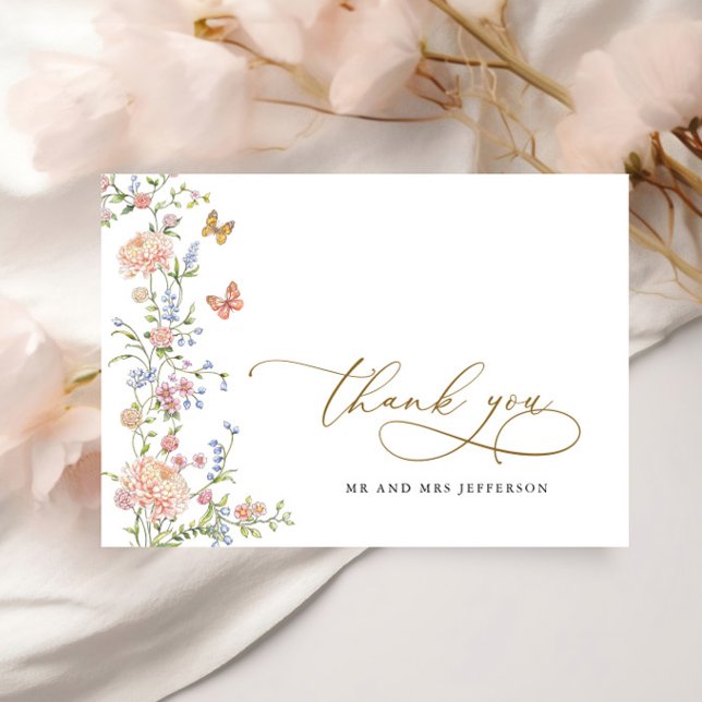 Ornate Grace Pastel Blush Floral Wedding Thank You (Creator Uploaded)