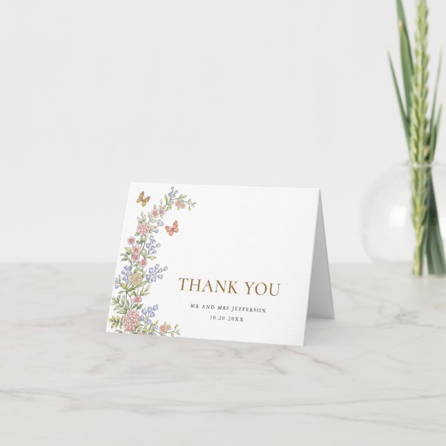 Ornate Grace Pastel Blush Floral Wedding Thank You (Front)