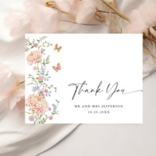 Ornate Grace Pastel Blush Floral Wedding Thank You Postcard