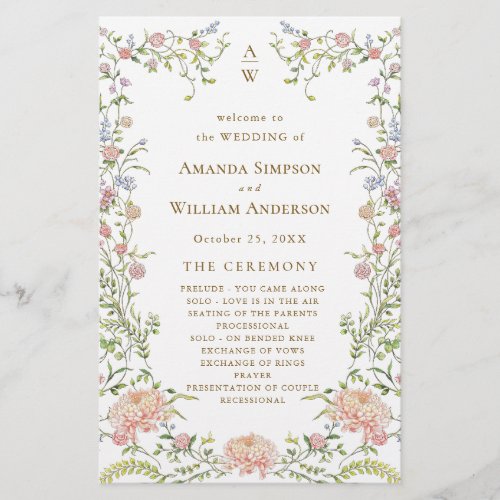 Ornate Grace Pastel Blush Wedding Ceremony Program
