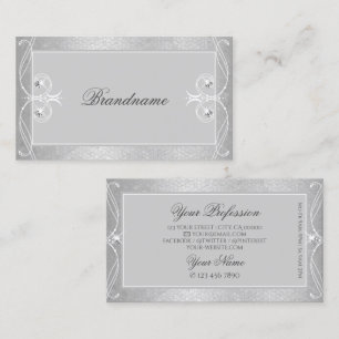 Ornate Gray Silver Mosaic Sparkle Jewels Ornaments Business Card