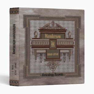 Ornate Gray Vintage Genealogy 3 Ring Binder
