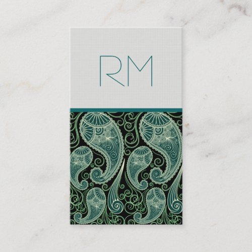 Ornate Green And Black Paisley Lace-Template Business Card Templates