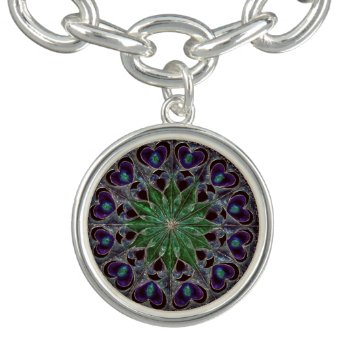Ornate Green And Blue Mandala Bracelet by LouiseBDesigns at Zazzle