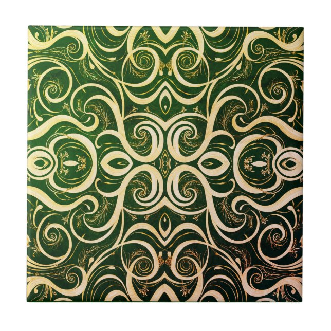 Ornate Green and Gold Tile Design (Front)