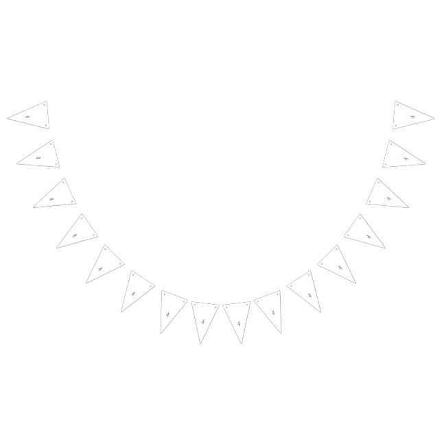 Ornate green flower with red center, dark leaves,  bunting flags (All)