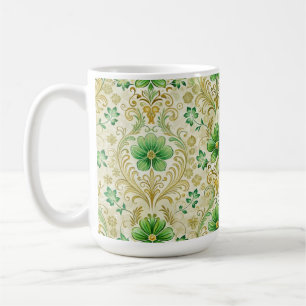 ORNATE GREEN & GOLD IRISH FLOURISHES COFFEE MUG