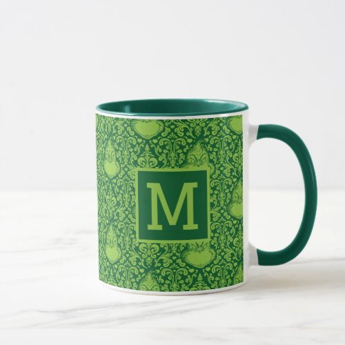 Ornate Green Grinch Pattern  Add Your Monogram Mug