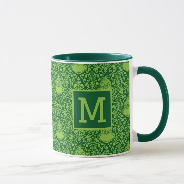 Ornate Green Grinch Pattern | Add Your Monogram Mug (Right)