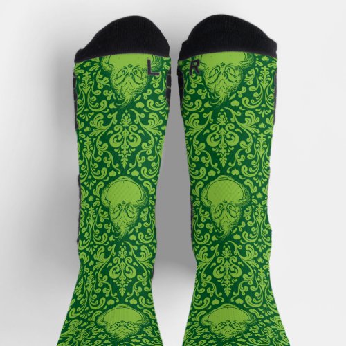 Ornate Green Grinch Pattern Socks