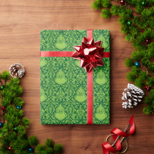 Ornate Green Grinch Pattern Wrapping Paper