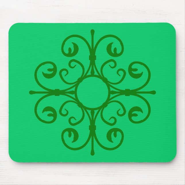 Ornate Green Ironwork on Green Mousepad (Front)