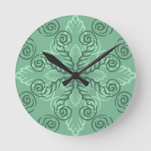 Ornate Green Leafy Scrollwork Wall Clock