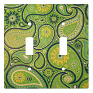 Ornate Green Paisley Pattern Light Switch Cover