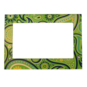 Ornate Green Paisley Pattern Magnetic Frame