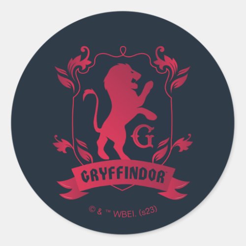 Ornate GRYFFINDOR House Crest Classic Round Sticker