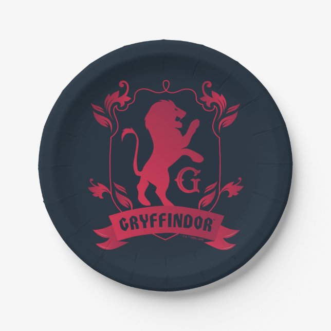 Ornate GRYFFINDOR™ House Crest Paper Plates (Front)