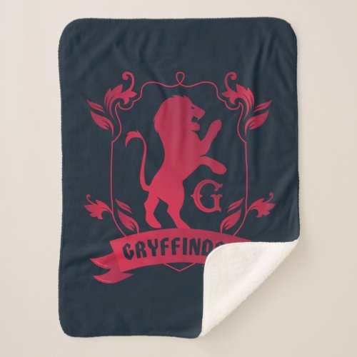 Ornate GRYFFINDOR House Crest Sherpa Blanket