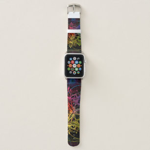 Ornate hamsa: hand-drawn neon pattern. apple watch band