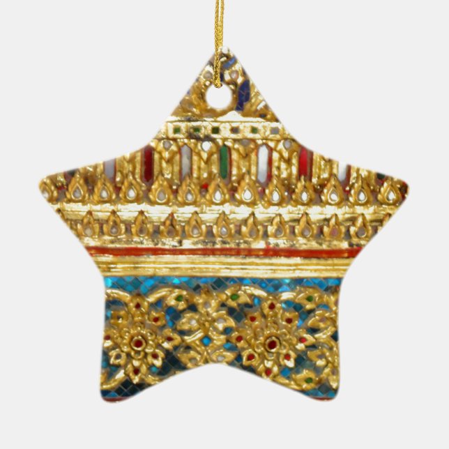 Ornate hand crafted Thai ceramics Ceramic Ornament (Front)