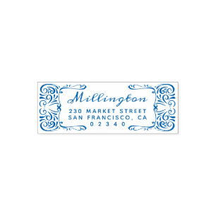 Ornate Hand Drawn Frame Custom Name Return Address Self-inking Stamp