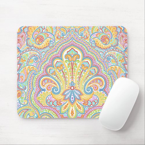Ornate Hand Drawn Paisley Floral Motif Mouse Pad