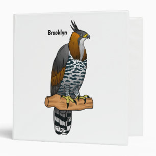 Ornate hawk eagle bird cartoon illustration 3 ring binder