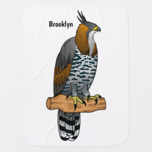 Ornate hawk eagle bird cartoon illustration baby blanket