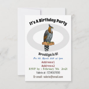 Ornate hawk eagle bird cartoon illustration  invitation