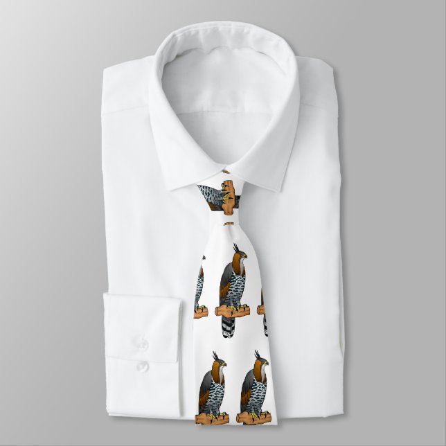 Ornate hawk eagle bird cartoon illustration neck tie (Tied)
