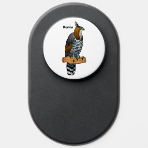 Ornate hawk eagle bird cartoon illustration PopSocket