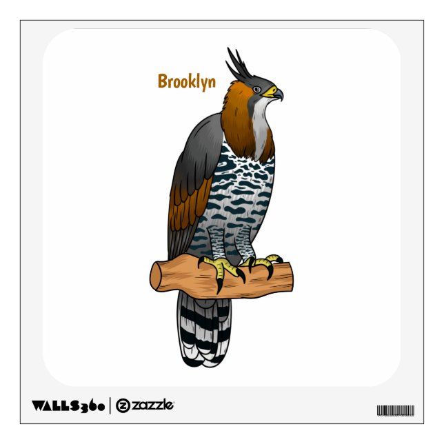 Ornate hawk eagle bird cartoon illustration  wall decal (Front)