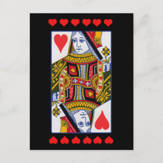 Ornate Heart Queen Playing Card Bright Red Hearts