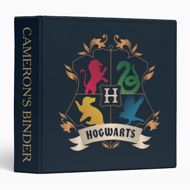 Ornate HOGWARTS™ House Crest 3 Ring Binder (Front/Spine)