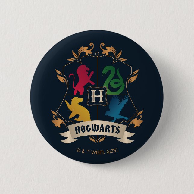 Ornate HOGWARTS™ House Crest Button (Front)