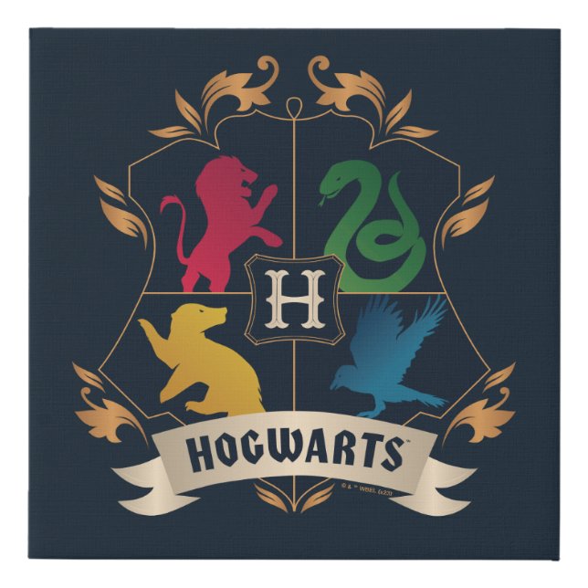 Ornate HOGWARTS™ House Crest Faux Canvas Print (Front)